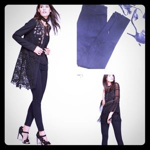 Elie Tahari Navy Blue Ankle zip skinnies